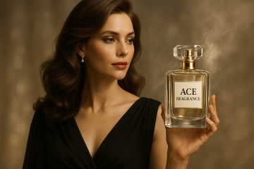 A WOMEN WITH PERFUME  BRAND NAME ACE FRAGRAGRANCE