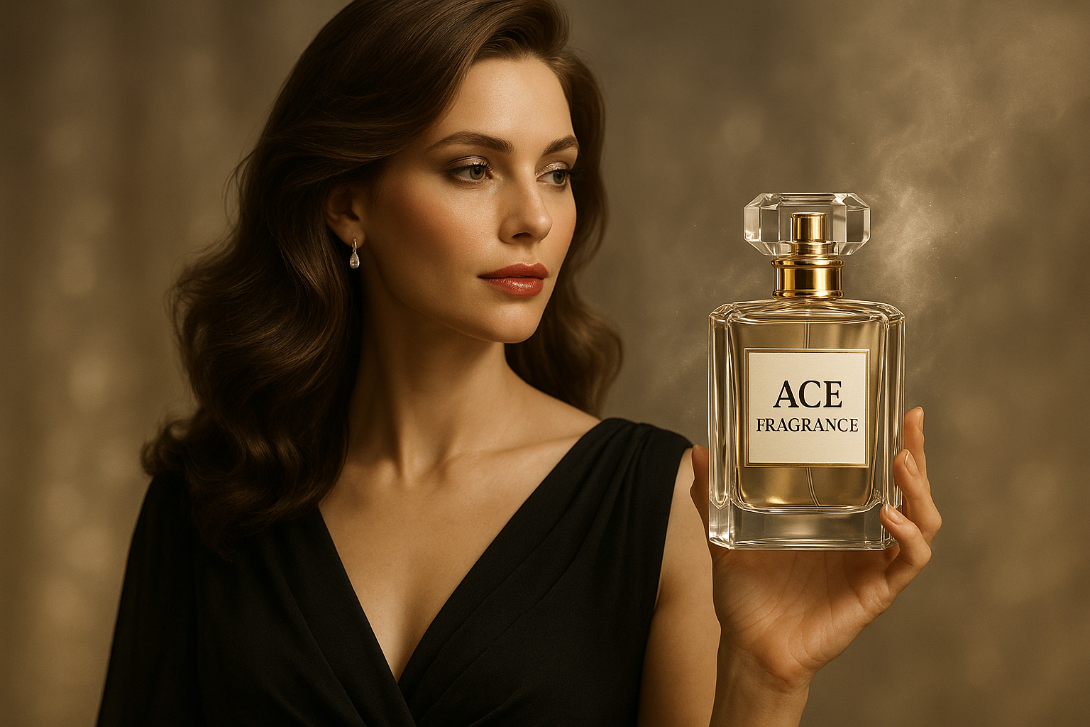A WOMEN WITH PERFUME  BRAND NAME ACE FRAGRAGRANCE
